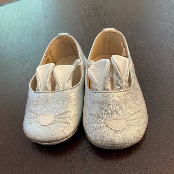 🐰Easter shoes!🐰 Elephantito Leather Silver Bunny Mary Janes 3 - Picture 2 of 6